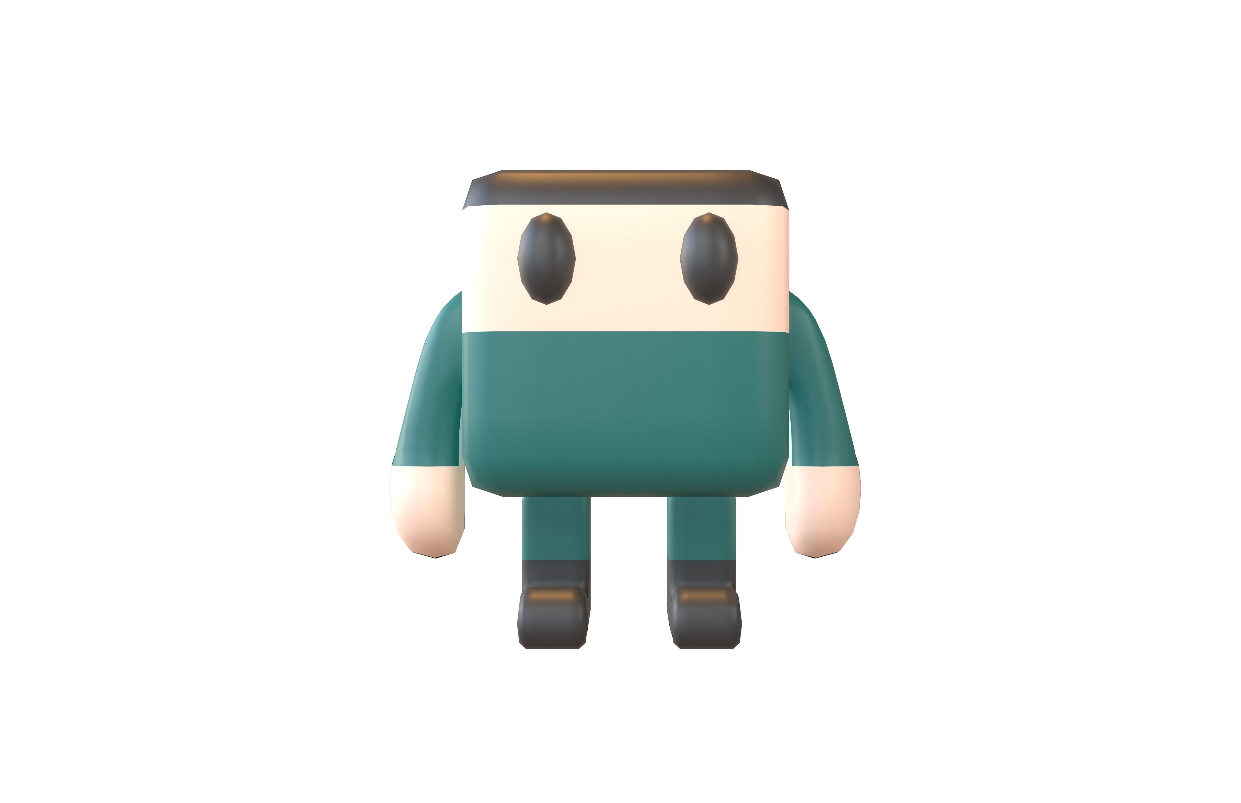 Cube Character 00010 Game Player Low-poly 3D model_2