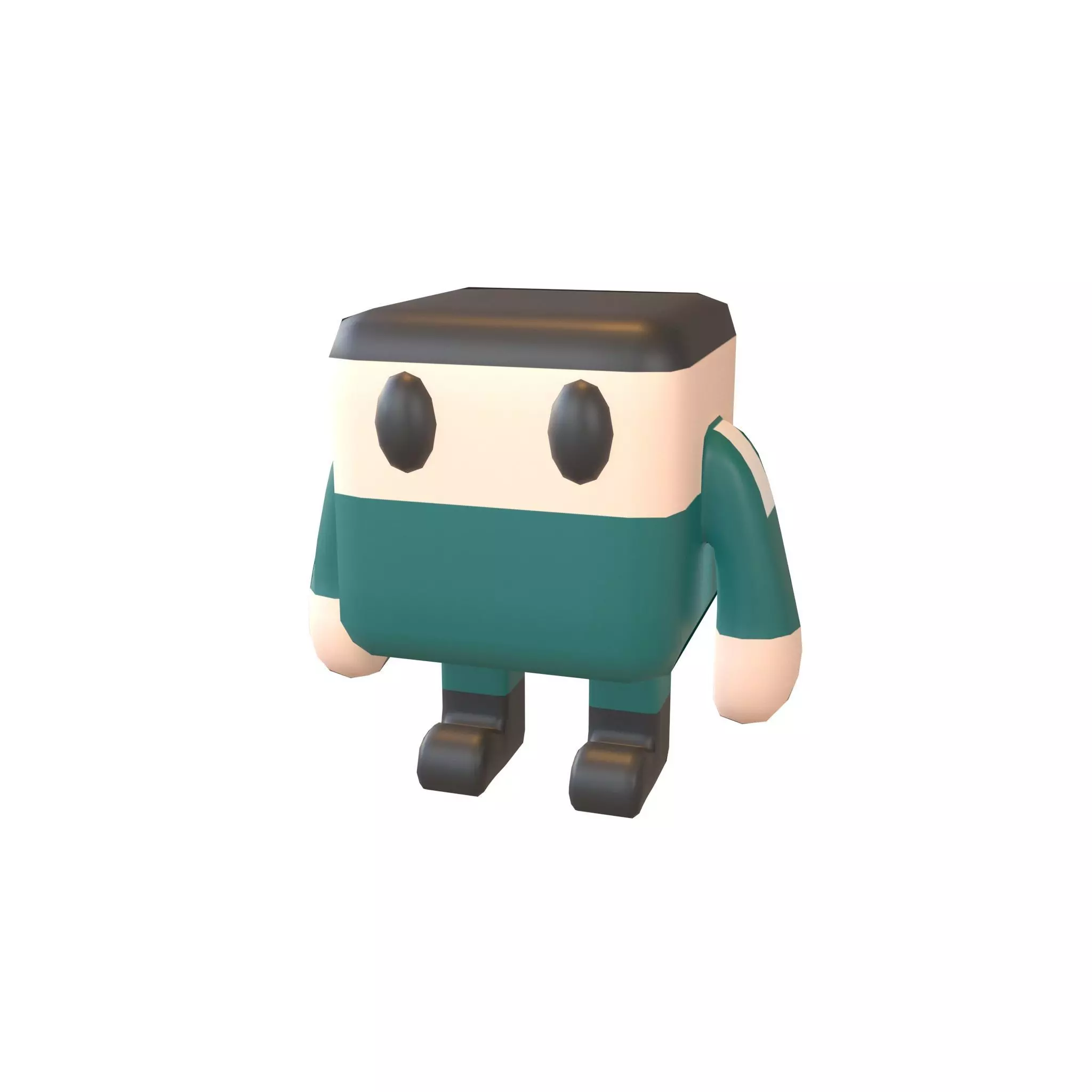 Cube Character 00010 Game Player Low-poly 3D model_0