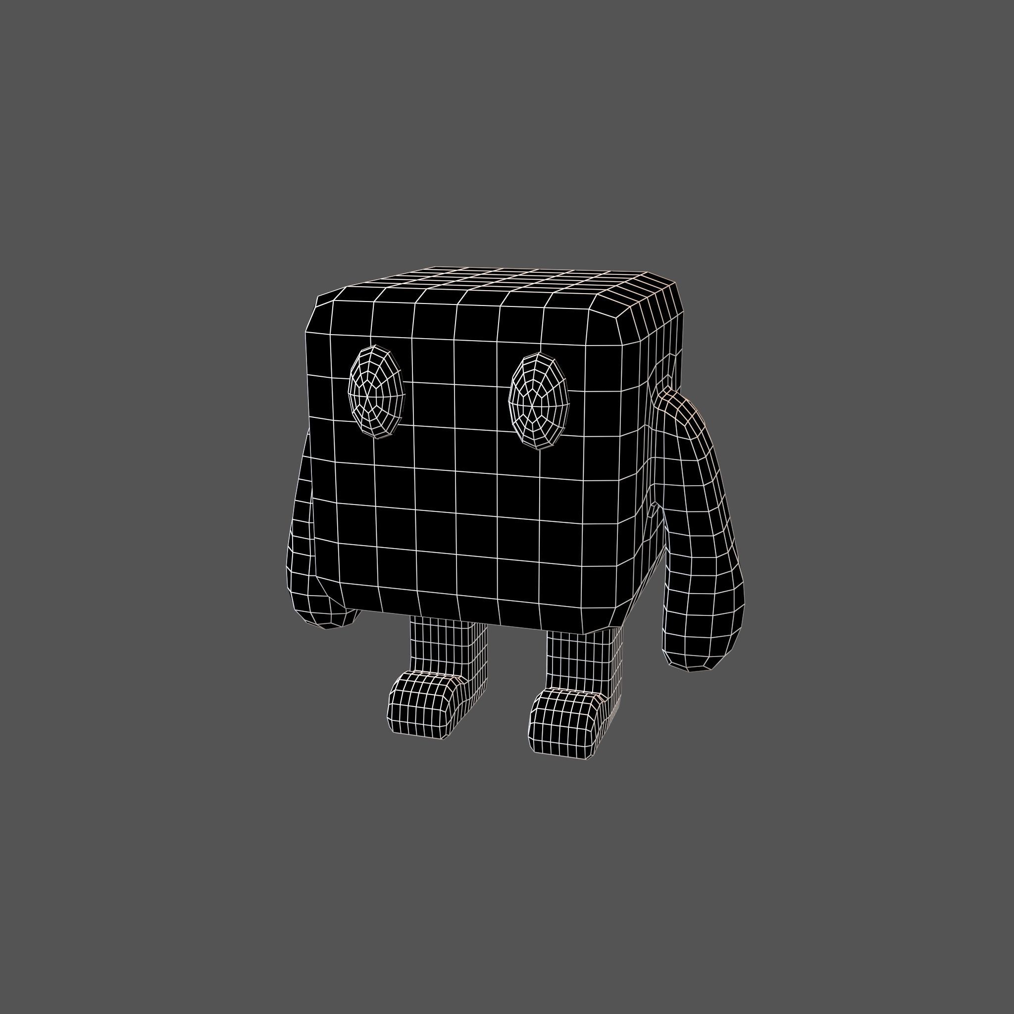 Cube Character 00010 Game Player Low-poly 3D model_6