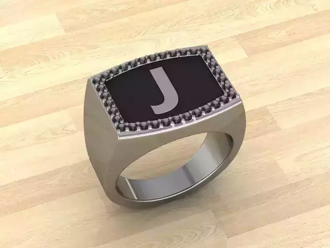Men Alphabet Jewelry Ring J