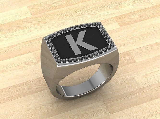 Men Alphabet Jewelry Ring K 3D print model
