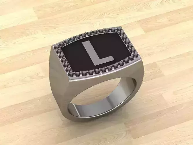 Men Alphabet Jewelry Ring L