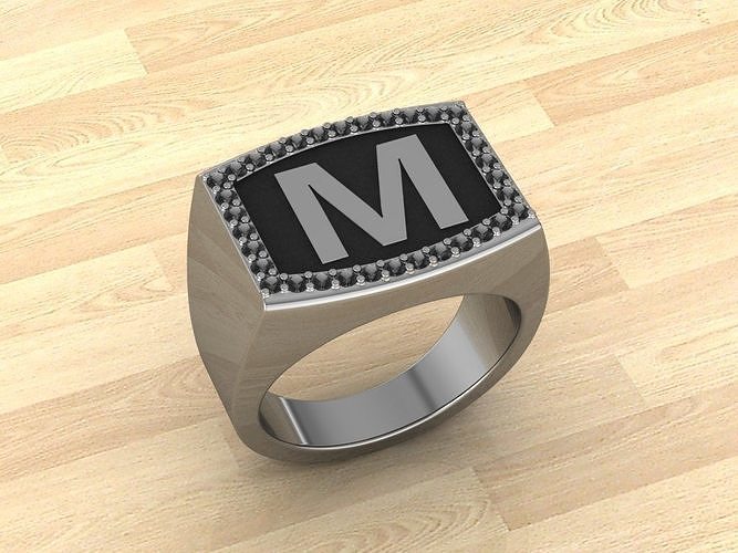 Men Alphabet Jewelry Ring M 3D print model