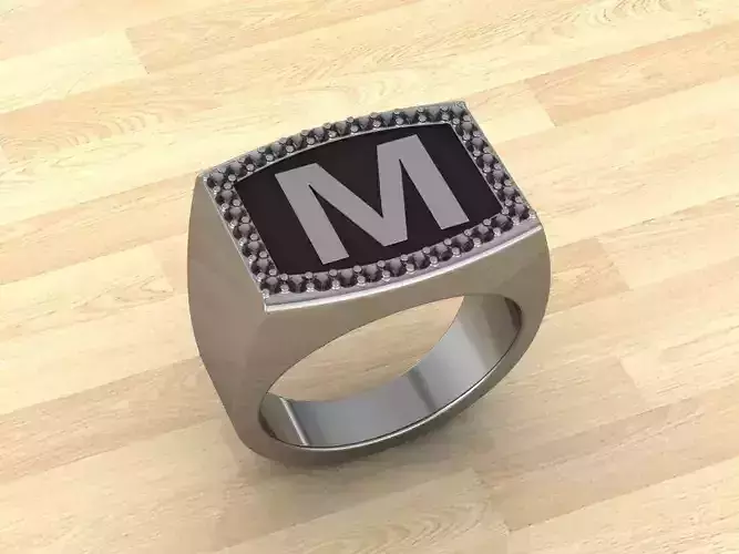 Men Alphabet Jewelry Ring M