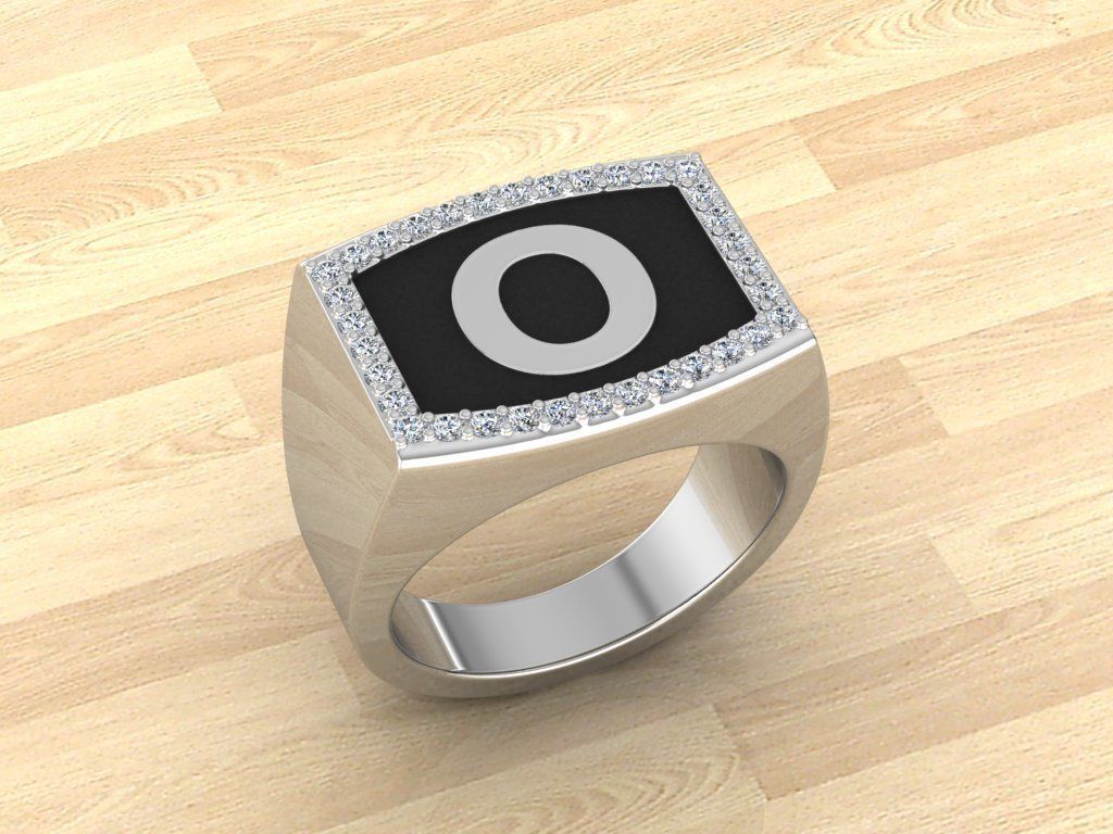 Men Alphabet Jewelry Ring O 3D print model_9