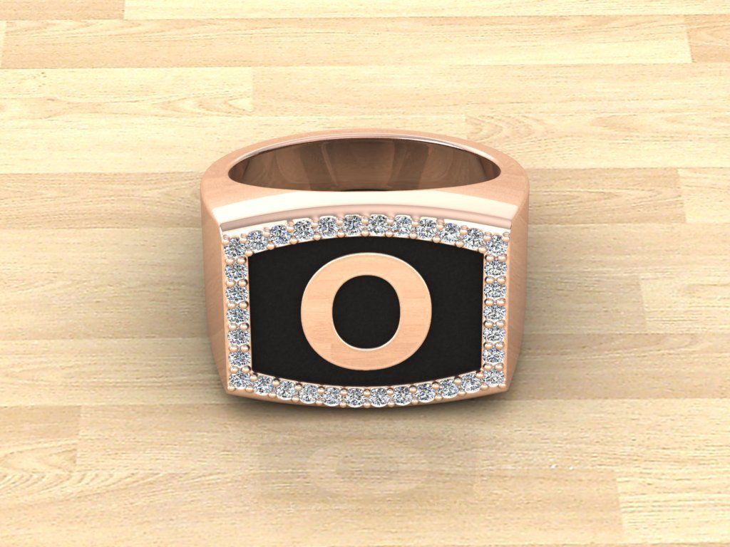 Men Alphabet Jewelry Ring O 3D print model_7