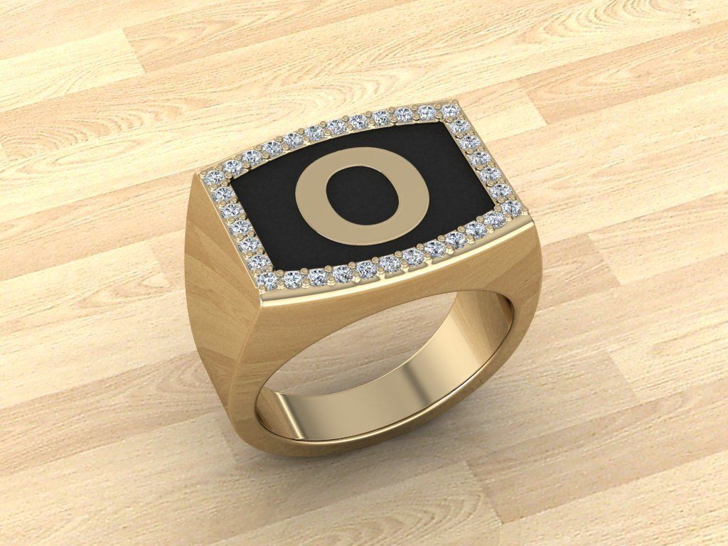 Men Alphabet Jewelry Ring O 3D print model_13