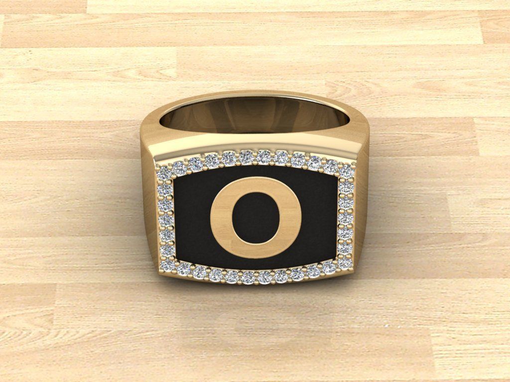 Men Alphabet Jewelry Ring O 3D print model_15