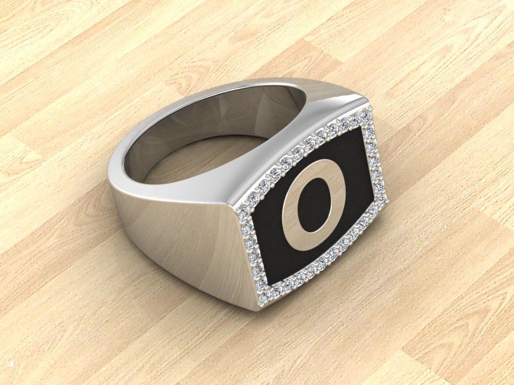 Men Alphabet Jewelry Ring O 3D print model_12