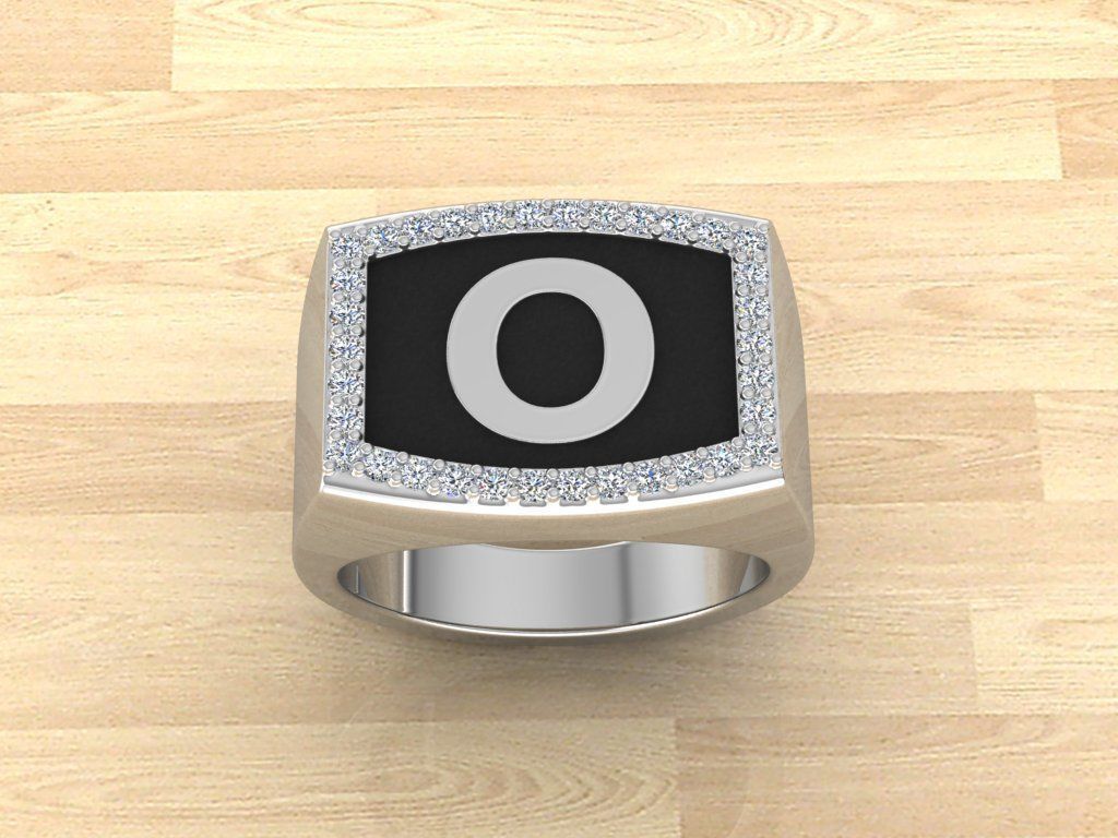 Men Alphabet Jewelry Ring O 3D print model_10