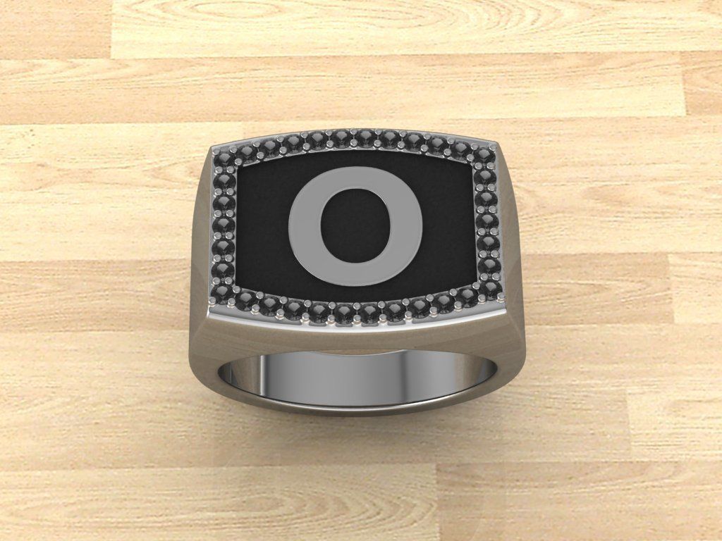 Men Alphabet Jewelry Ring O 3D print model_2