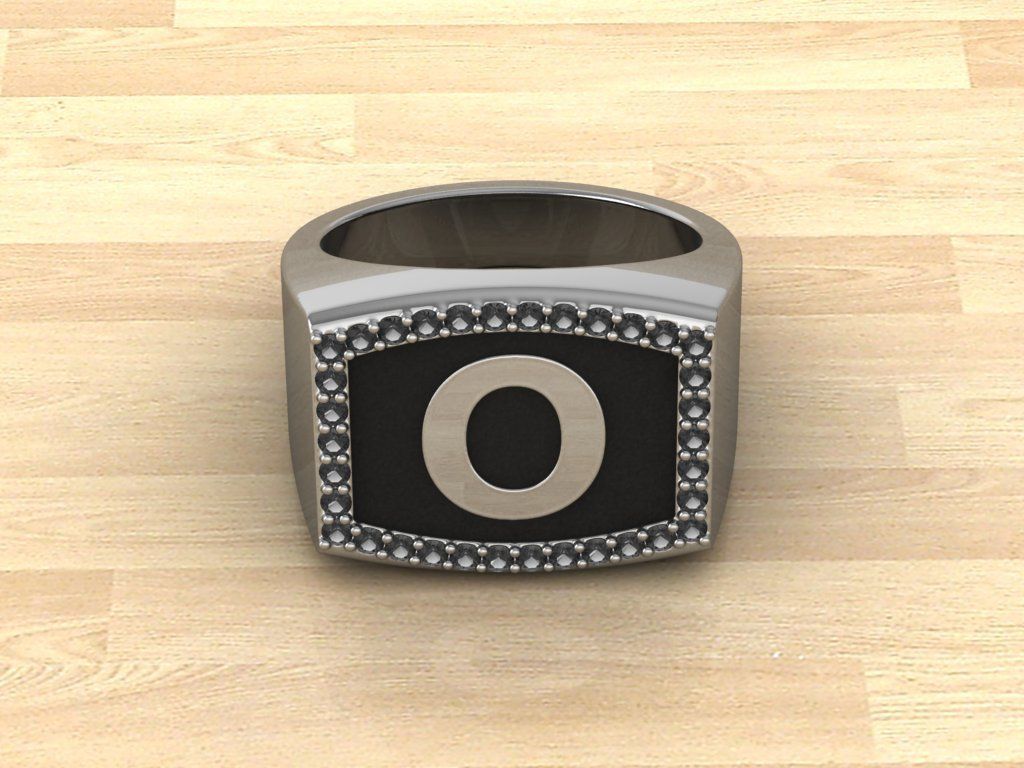 Men Alphabet Jewelry Ring O 3D print model_3