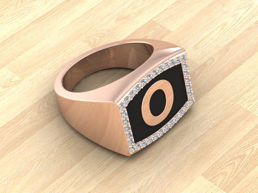Men Alphabet Jewelry Ring O 3D print model_8