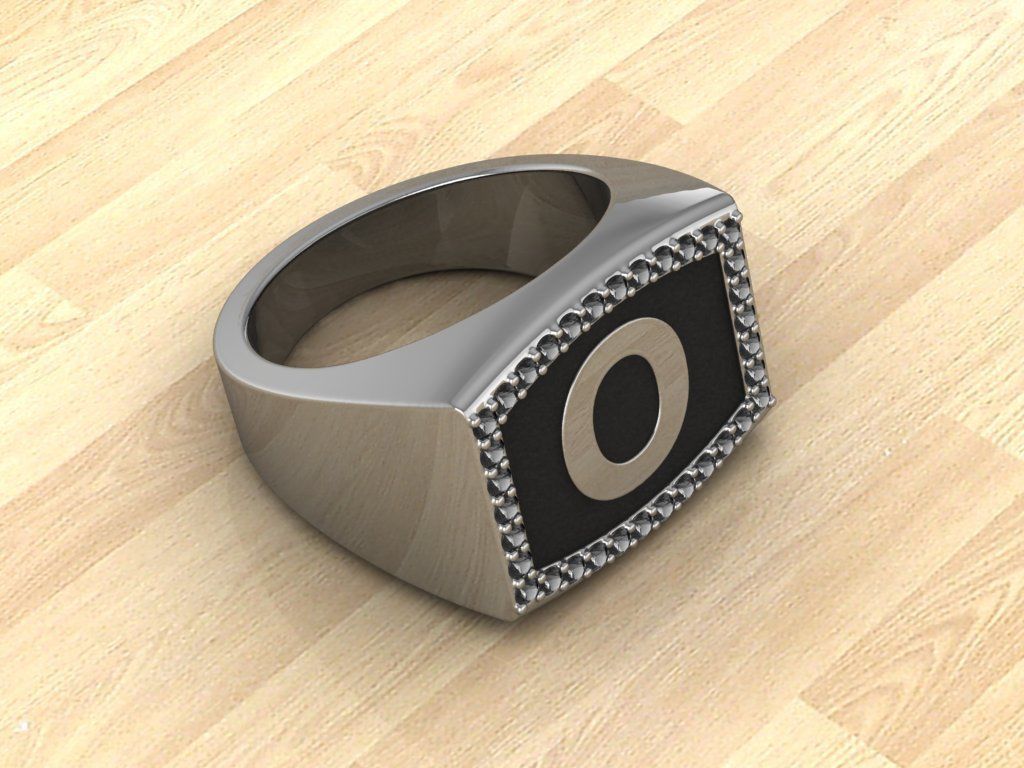Men Alphabet Jewelry Ring O 3D print model_4