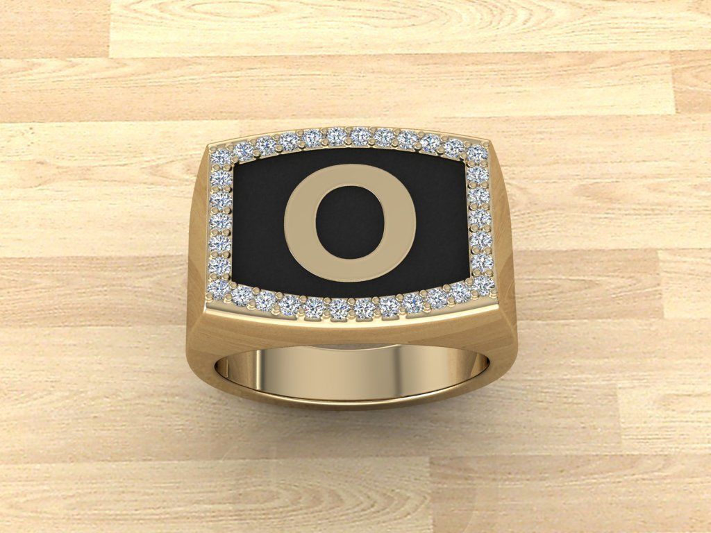 Men Alphabet Jewelry Ring O 3D print model_14