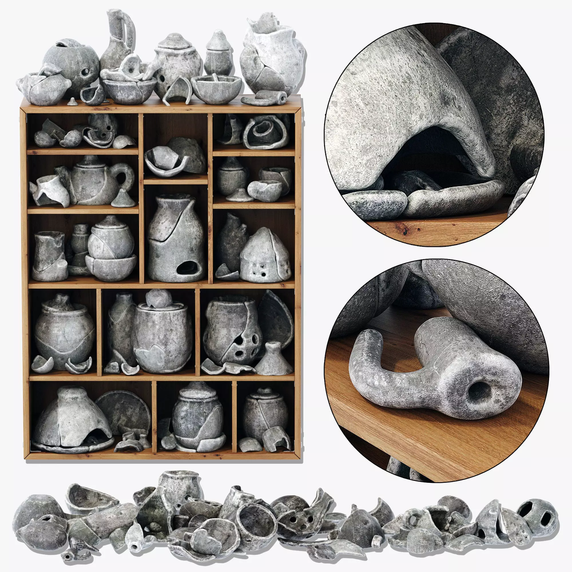 Dishes clay splinter old n3 3D model_0