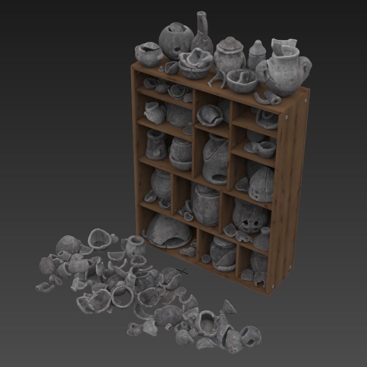 Dishes clay splinter old n3 3D model_11