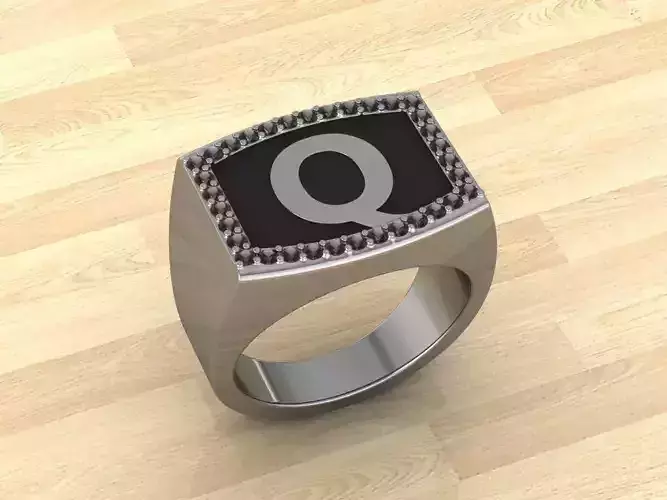 Men alphabet Jewelry Ring Q