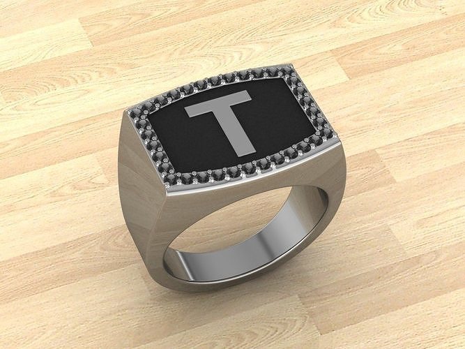 Men Alphabet Jewelry Ring T 3D print model