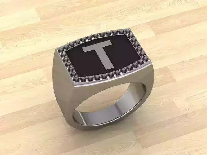 Men Alphabet Jewelry Ring T