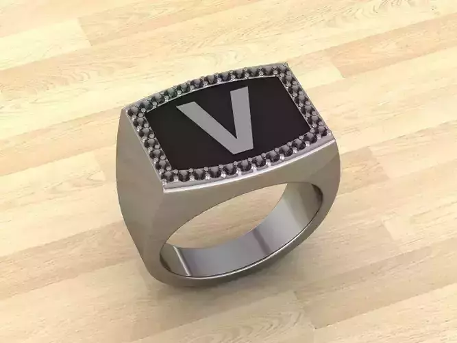 Men Alphabet Jewelry Ring V