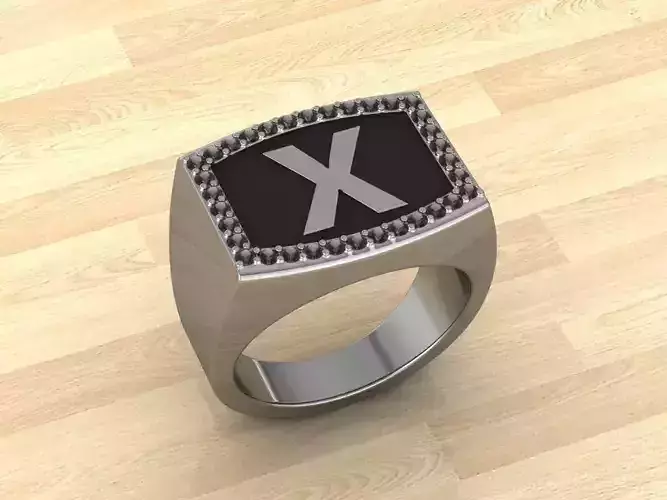 Men Alphabet Jewelry Ring X