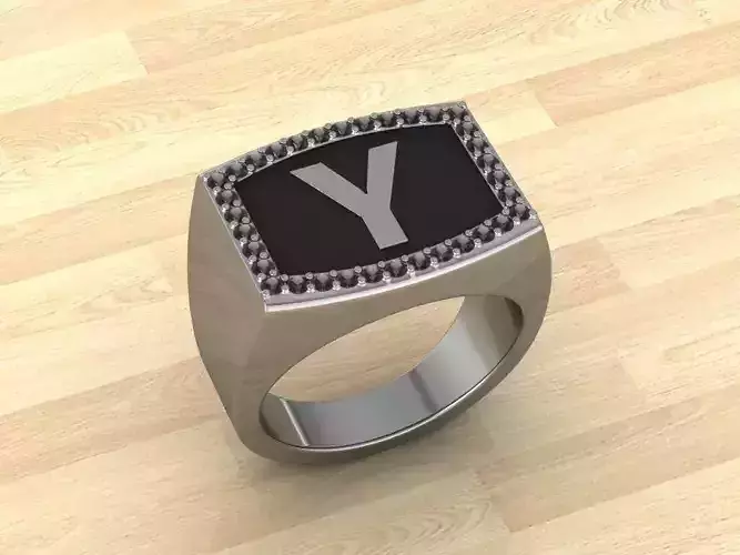Men Alphabet Jewelry Ring Y
