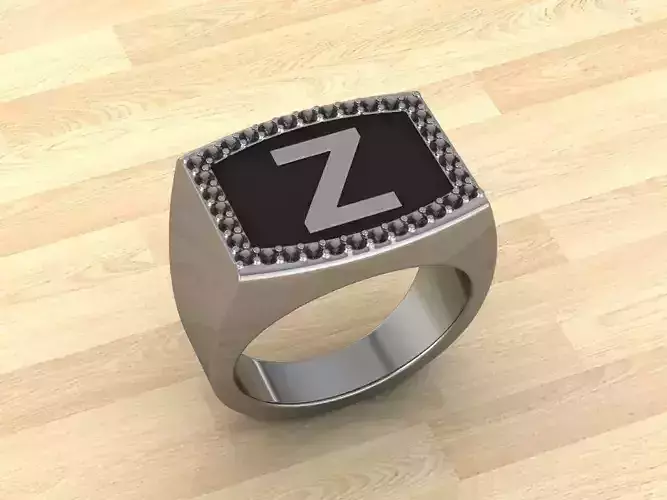 Men Alphabet Jewelry Ring Z