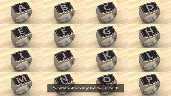 Men Alphabet Jewelry Rings Collection