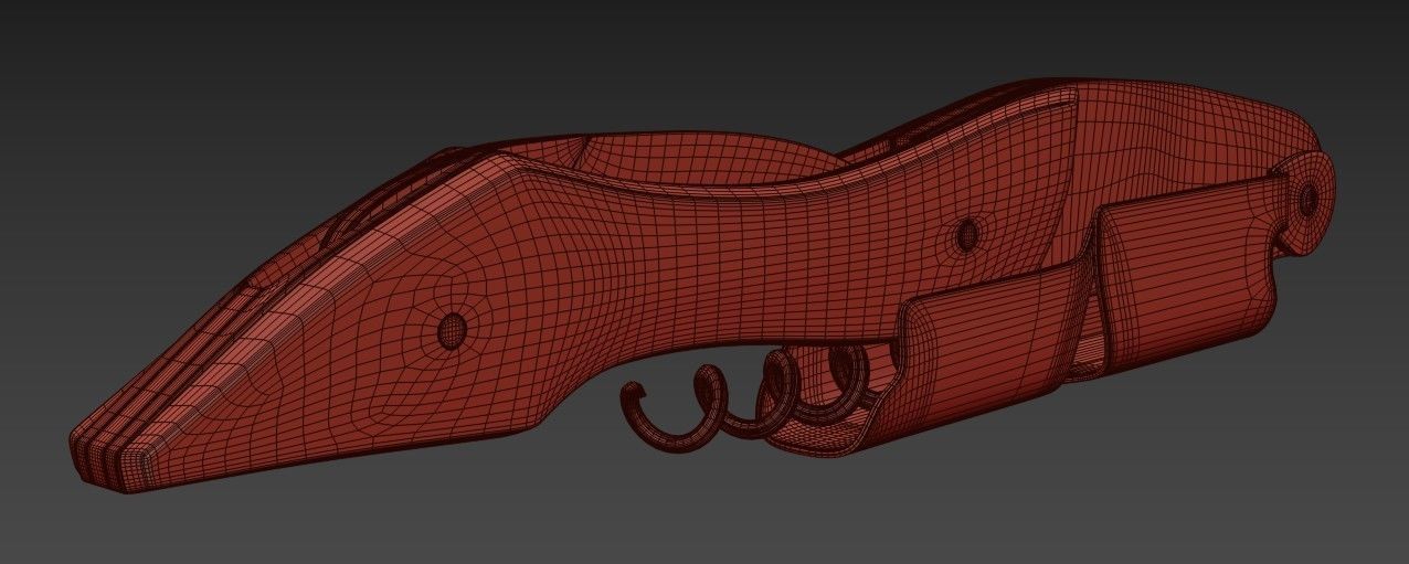 Corkscrew wooden gun Low-poly 3D model_9