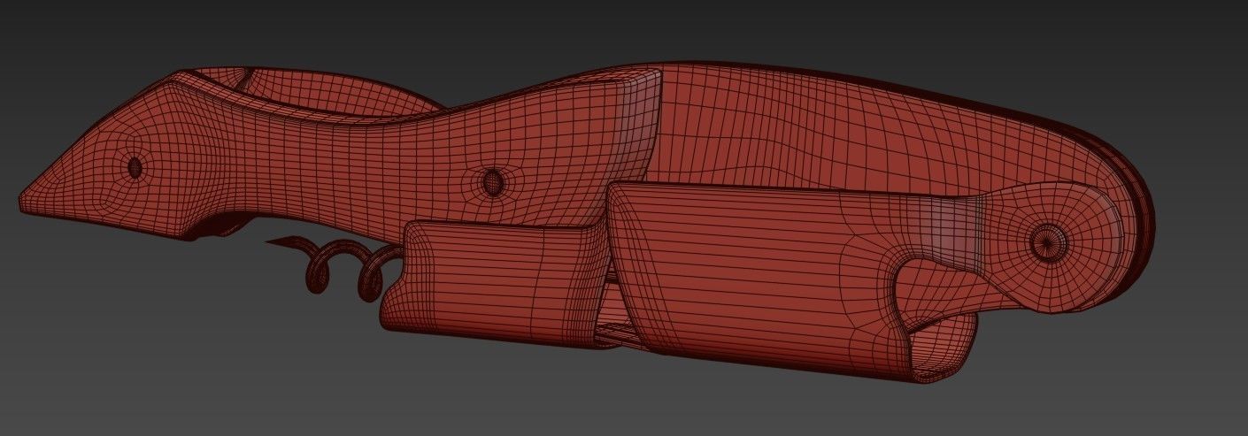 Corkscrew wooden gun Low-poly 3D model_10