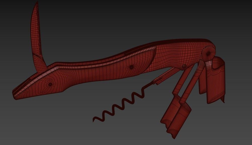 Corkscrew wooden gun Low-poly 3D model_11