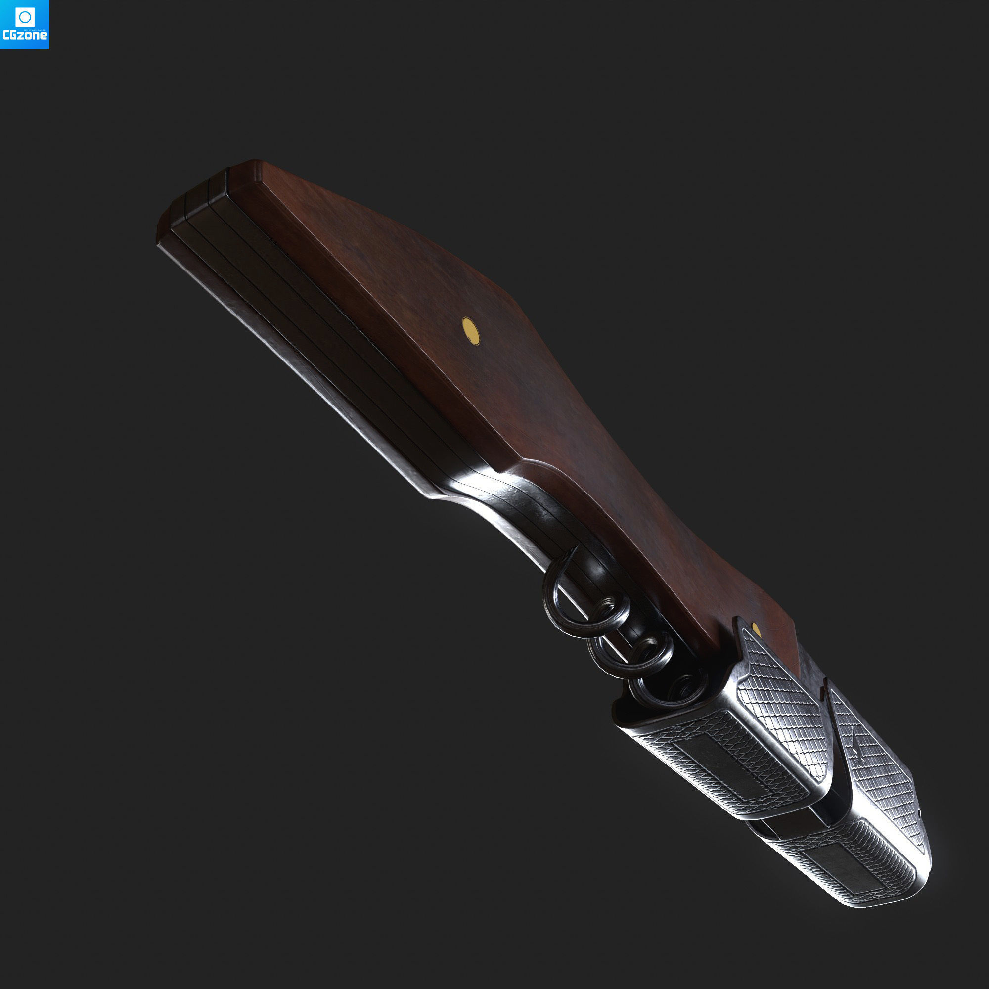 Corkscrew wooden gun Low-poly 3D model_6