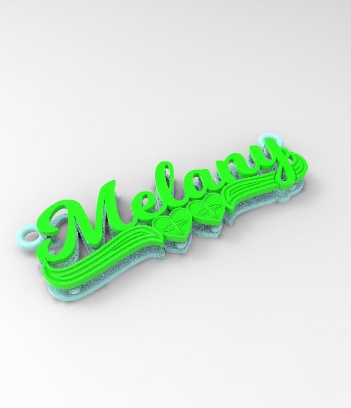 Melany name plate 3D print model_7