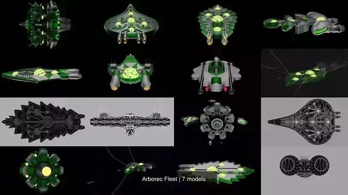 Arborec Fleet 3D Model Collection