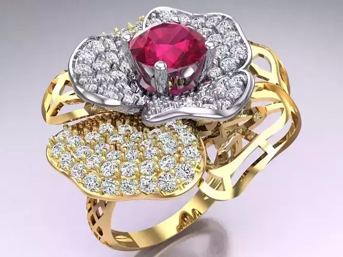  Mesh flower ring - Italian rings - Womens Rings - N6818