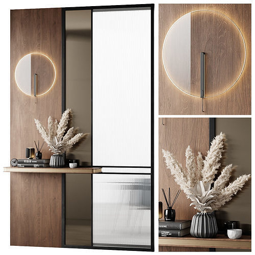 Hallway 2 cabinet with plant 3D model