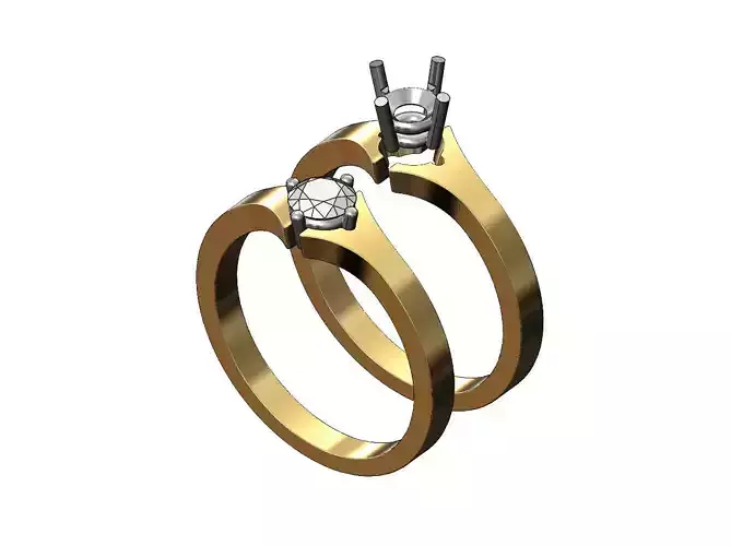 5mm diamond 2 tone solitaire ring US sizes 5to9 3D print model