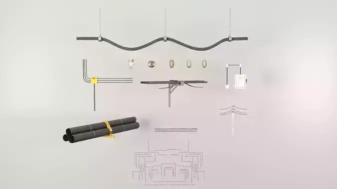 Tunnel power pole with wires