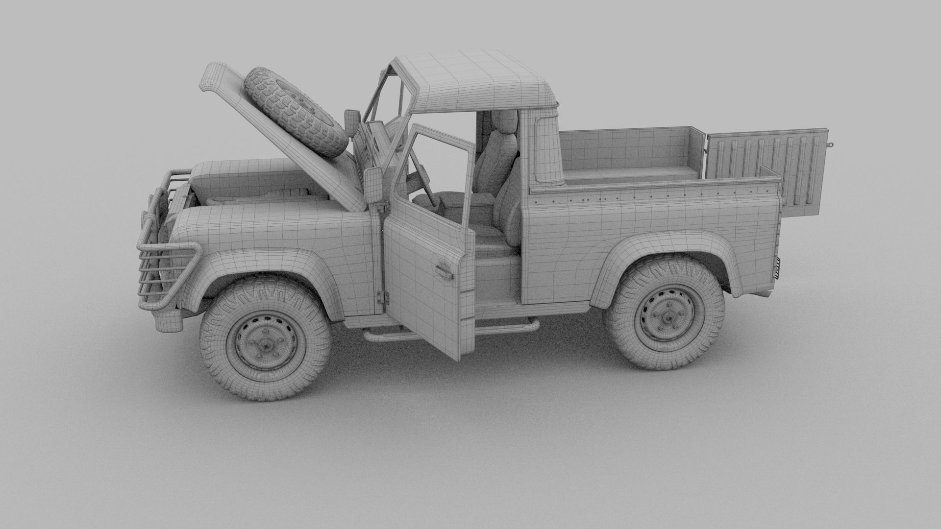 Full Land Rover Defender 90 Pick Up HDRI 3D model_27