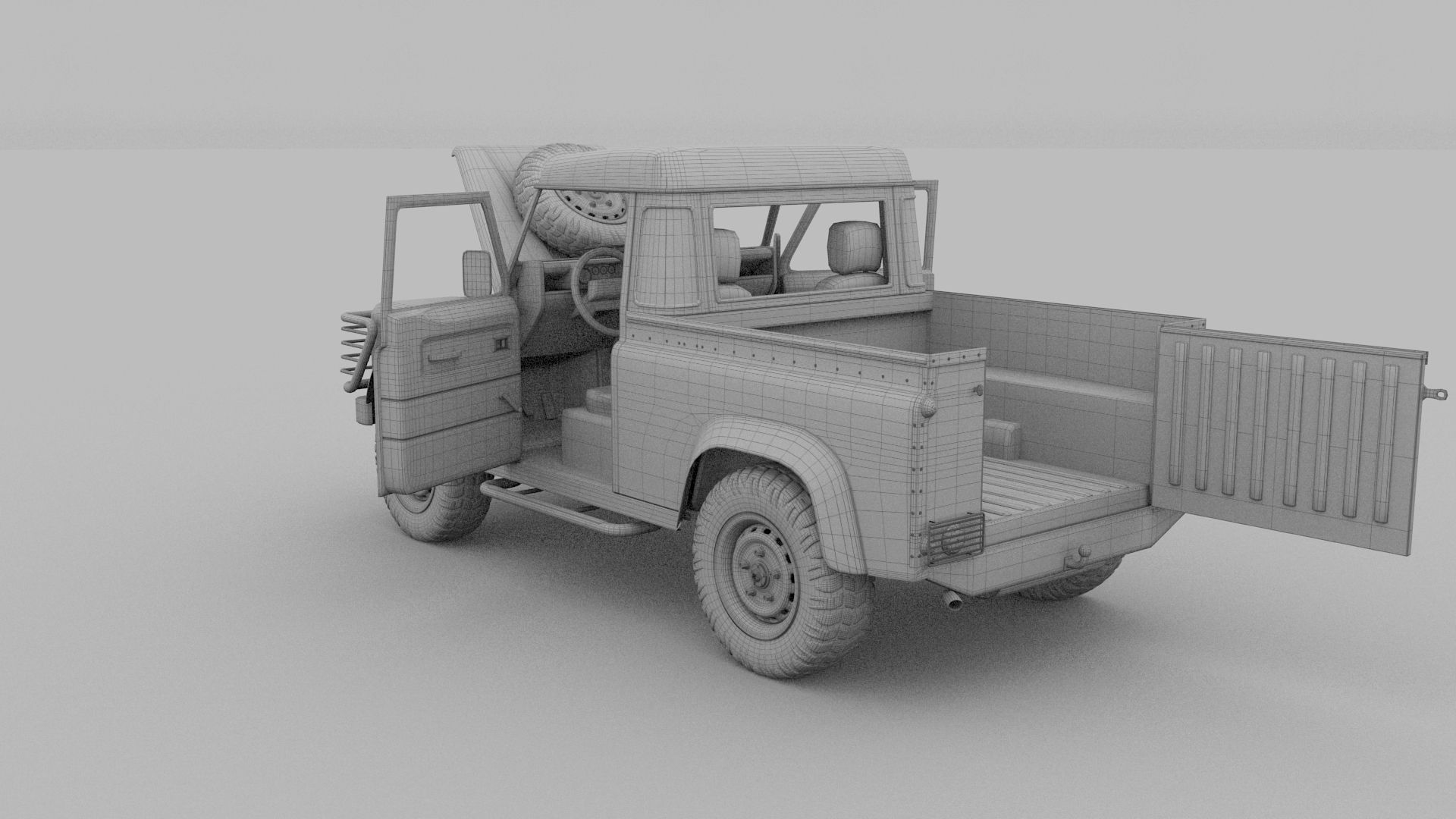 Full Land Rover Defender 90 Pick Up HDRI 3D model_57