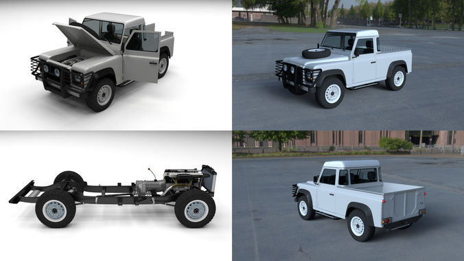 Full Land Rover Defender 90 Pick Up HDRI 3D model