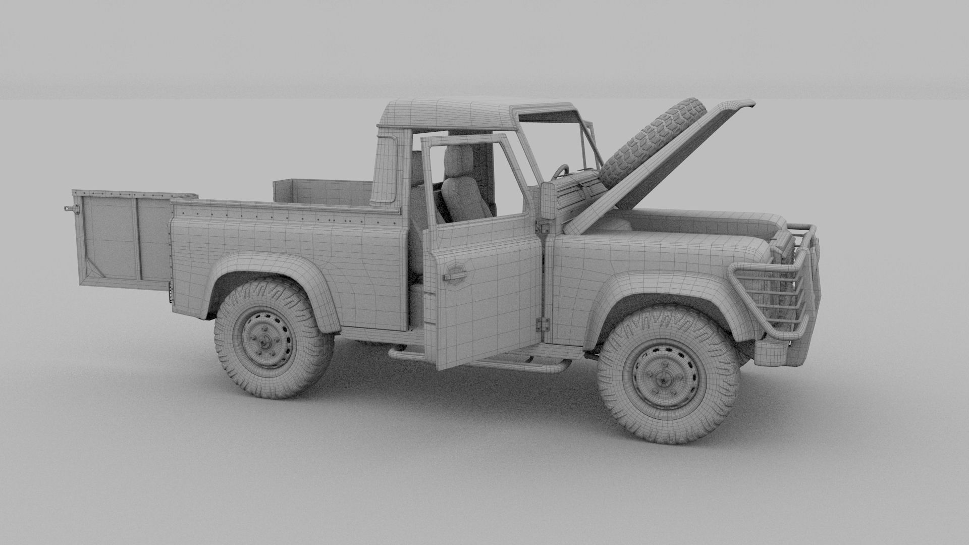 Full Land Rover Defender 90 Pick Up HDRI 3D model_46