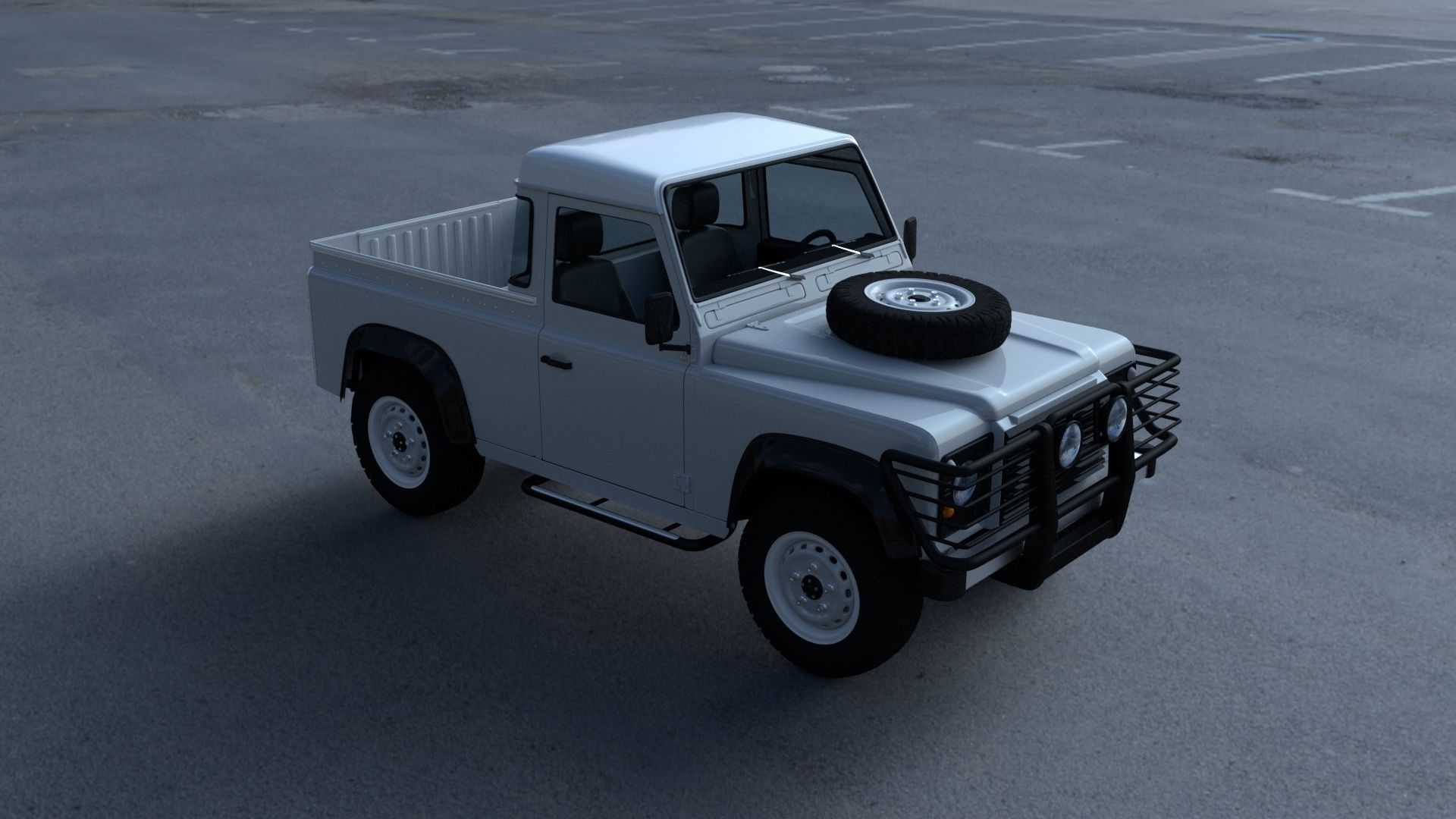 Full Land Rover Defender 90 Pick Up HDRI 3D model_10
