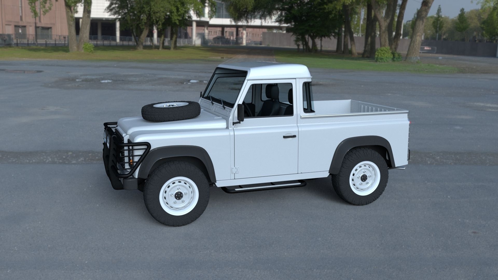 Full Land Rover Defender 90 Pick Up HDRI 3D model_1