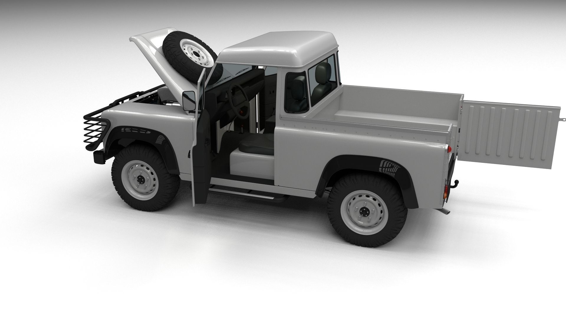 Full Land Rover Defender 90 Pick Up HDRI 3D model_37