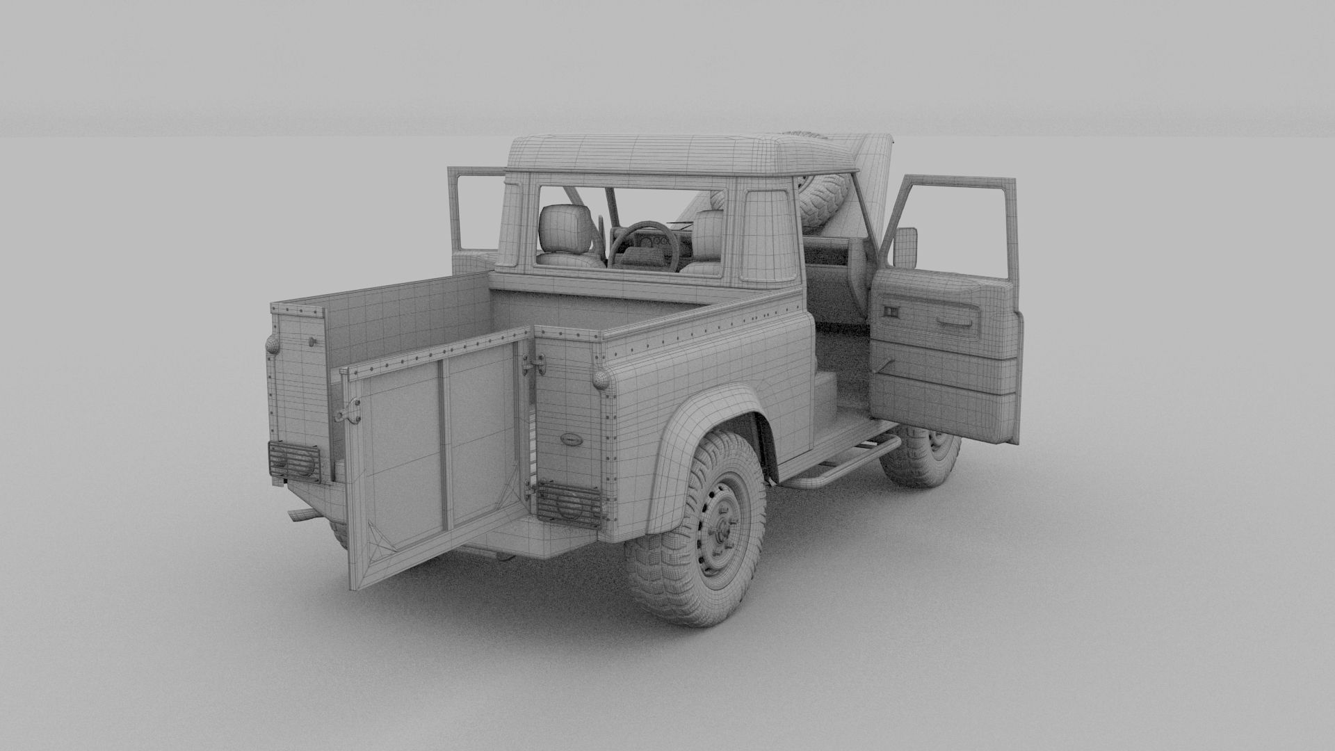 Full Land Rover Defender 90 Pick Up HDRI 3D model_18
