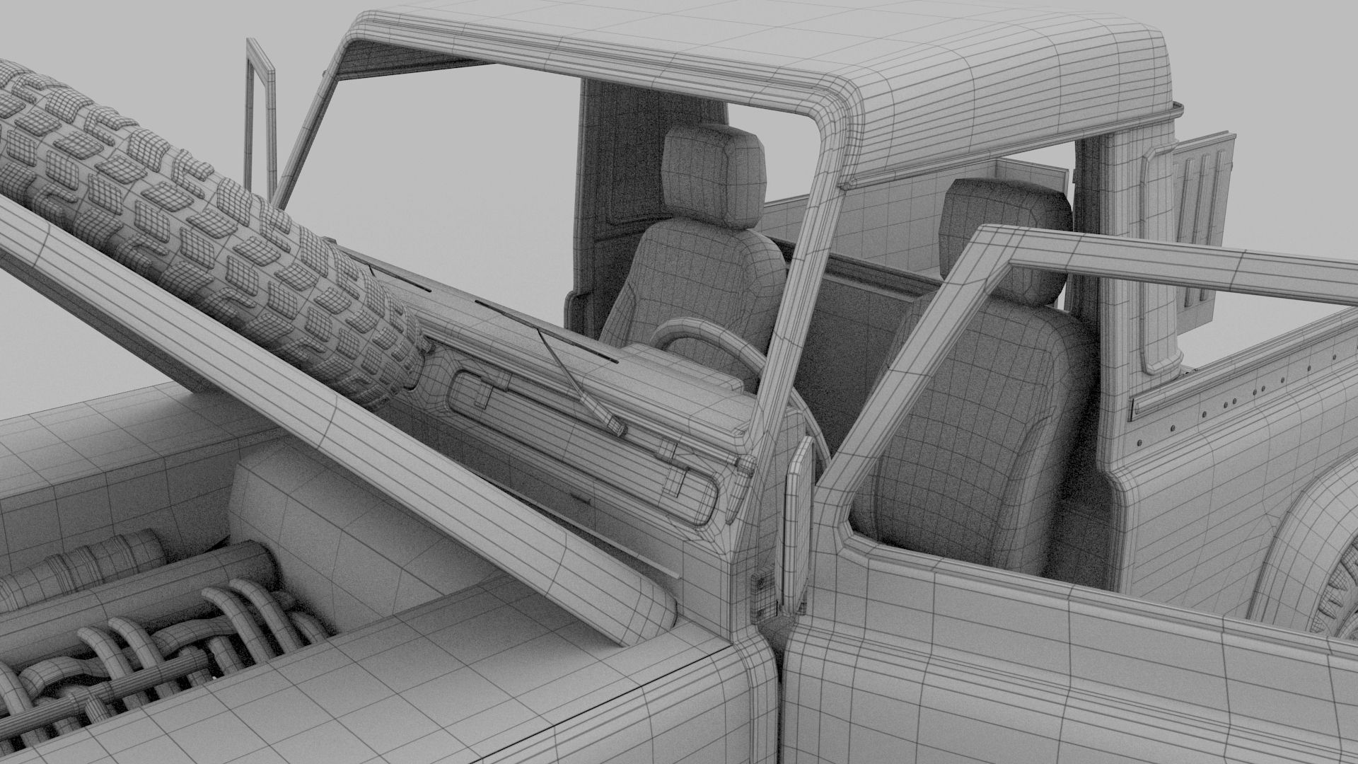 Full Land Rover Defender 90 Pick Up HDRI 3D model_51