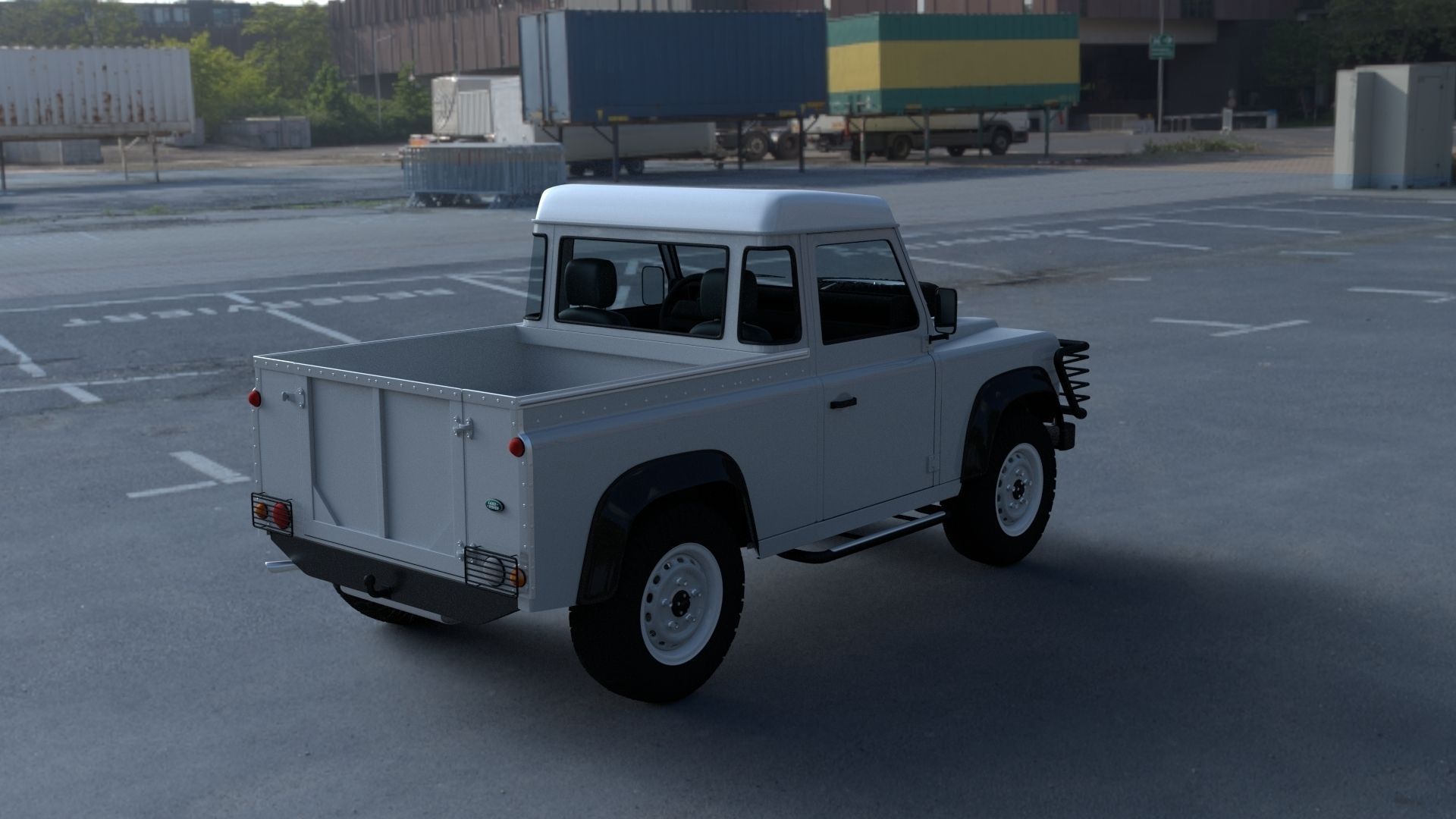 Full Land Rover Defender 90 Pick Up HDRI 3D model_7