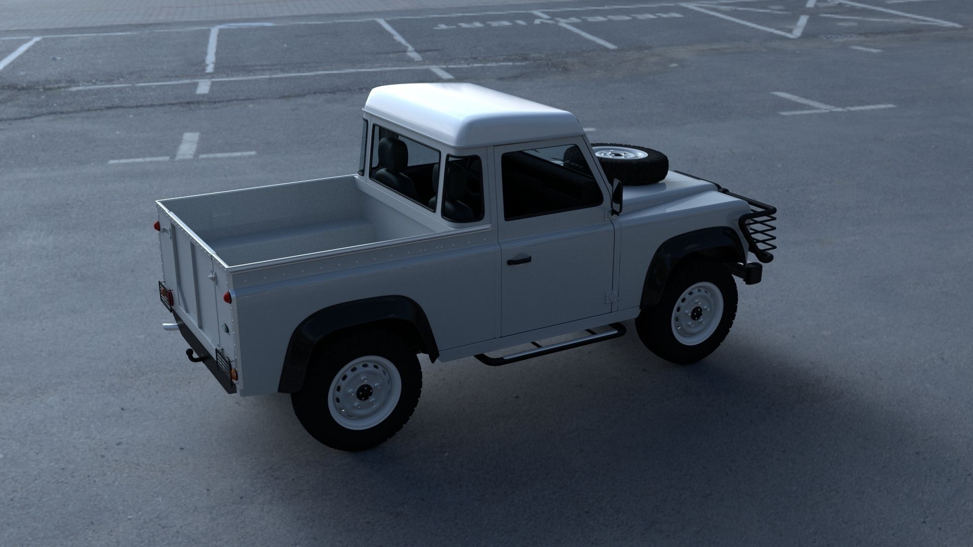 Full Land Rover Defender 90 Pick Up HDRI 3D model_8